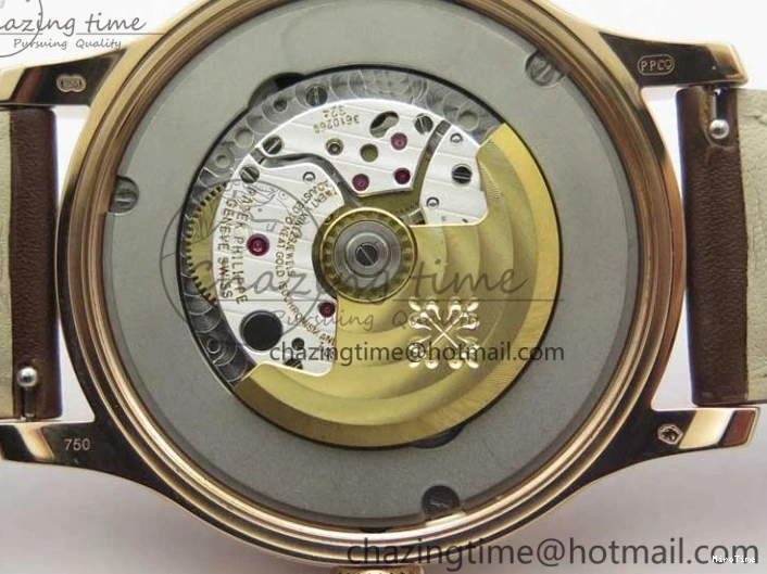 MIROTIME 0423 Calatrava 5524R Pilot Travel Time RG GRF Brown Dial on Brown Leather Strap MIYOTA TopPick 7155